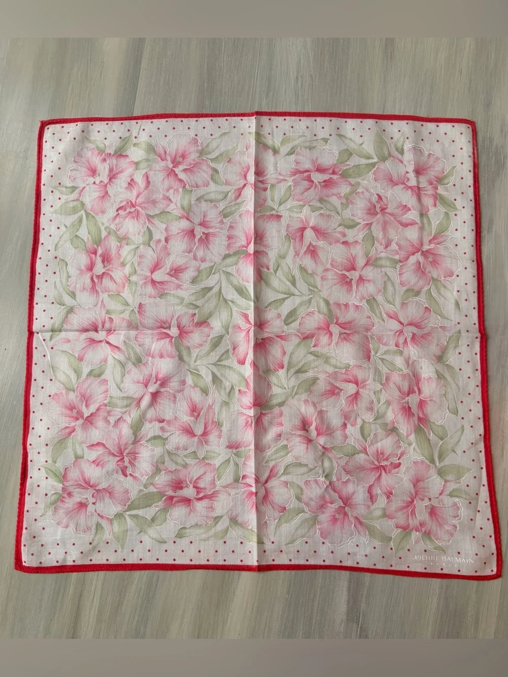 Balmain Floral Floral Pink White Handkerchief Scarf Bandana Bag Cottagecore